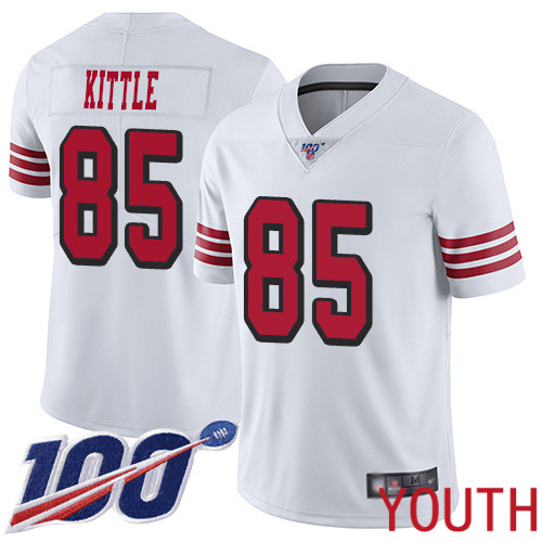 San Francisco 49ers Limited White Youth George Kittle NFL Jersey 85 100th Season Rush Vapor Untouchable